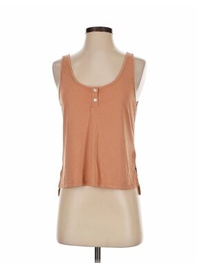 Saltwater Luxe Peach Ribbed Henley Tank Top Size Small